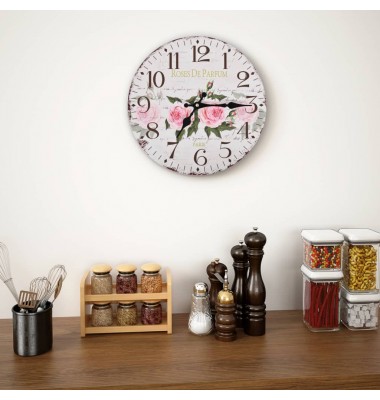  Sieninis laikrodis virtuvei, 30 cm, vintažinio diz., su gėlėmis - Laikrodžiai - 1