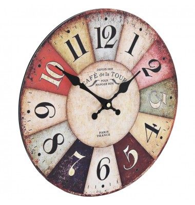  Sieninis laikrodis, 30 cm, spalvotas, vintažinio dizaino - Laikrodžiai - 3