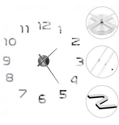  Sieninis laikrodis, sidabr. sp., 100cm, mod. diz., 3D, XXL - Laikrodžiai - 5