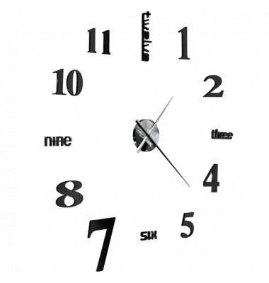  Sieninis laikrodis, juodas, 100cm, modernus dizainas, 3D, XXL - Laikrodžiai - 4