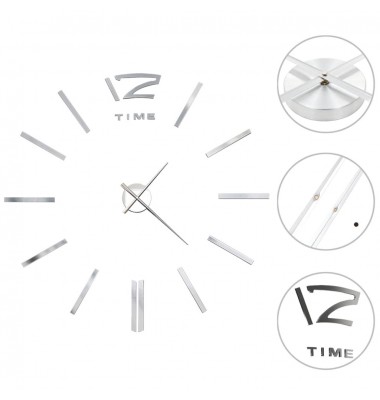  Sieninis laikrodis, sidabr. sp., 100cm, mod. diz., 3D, XXL - Laikrodžiai - 2