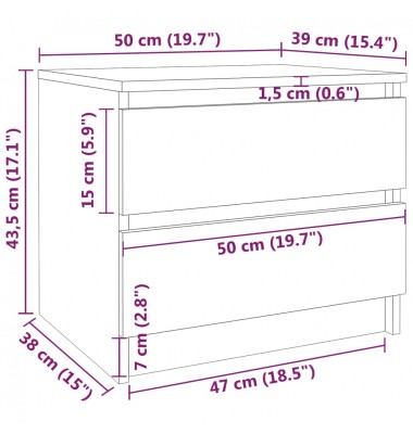  Naktinės spintelės, 2vnt., ąžuolo, 50x39x43,5cm, mediena - Naktinės spintelės - 7
