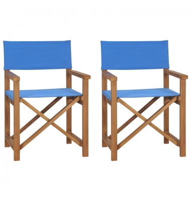  Režisieriaus kėdės, 2vnt., mėlynos, tikmedžio medienos masyvas - Lauko kėdės - 2
