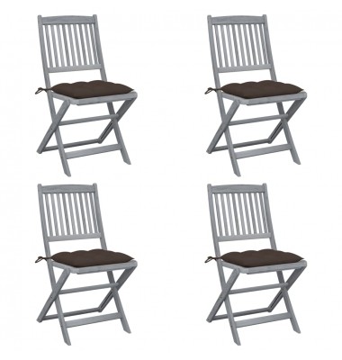  Sulankstomos lauko kėdės su pagalvėmis, 4vnt., akacijos masyvas - Lauko kėdės - 1