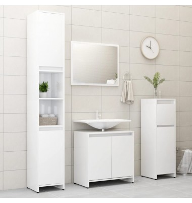 Vonios kambario spintelė, balta, 30x30x95cm, MDP, blizgi - Vonios spintelės, veidrodžiai - 4