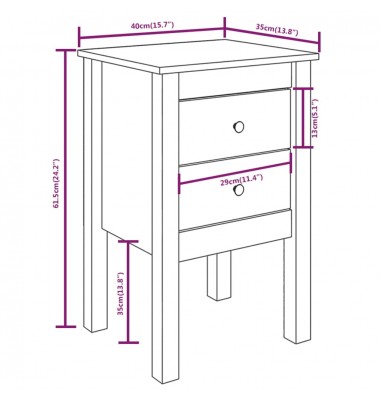 Naktinės spintelės, 2vnt., juodos, 40x35x61,5cm, pušies masyvas - Naktinės spintelės - 9