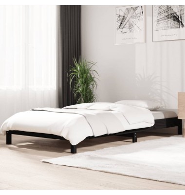  Sudedama lova, juoda, 75x190cm, pušies medienos masyvas - Lovos - 1