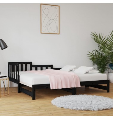  Ištraukiama lova, juoda, 2x(90x200)cm, pušies medienos masyvas
