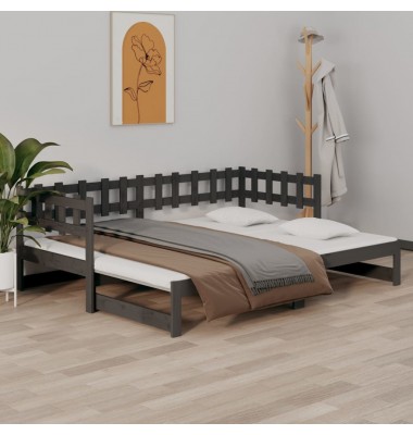  Ištraukiama lova, pilka, 2x(90x190)cm, pušies medienos masyvas