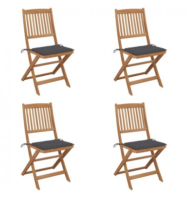  Sulankstomos sodo kėdės su pagalvėmis, 4vnt., akacijos masyvas - Lauko kėdės - 1