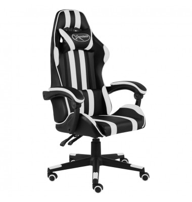 Žaidimų kėdė, juodos ir baltos spalvos, dirbtinė oda - Žaidimų kėdės - 1