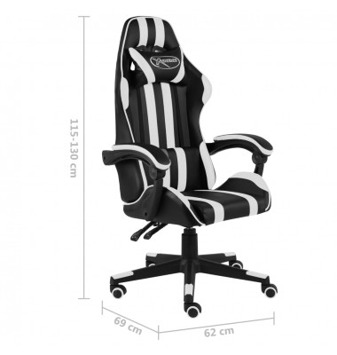 Žaidimų kėdė, juodos ir baltos spalvos, dirbtinė oda - Žaidimų kėdės - 6