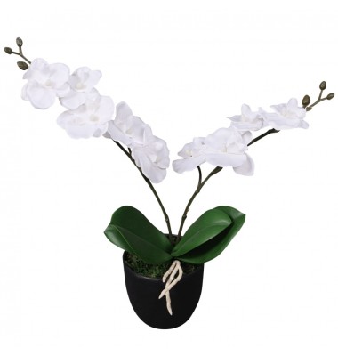  Dirbtinė orchidėja su vazonu, 30 cm, balta - Dirbtiniai augalai - 1