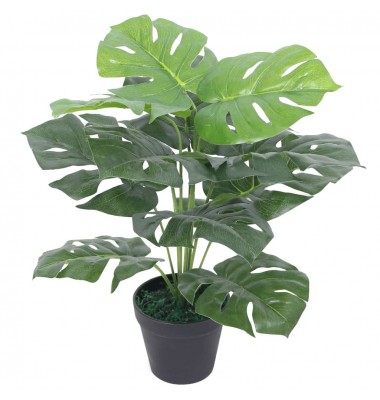 Dirbtinis Monstera augalas su vazonu, 45 cm, žalias - Dirbtiniai augalai - 1