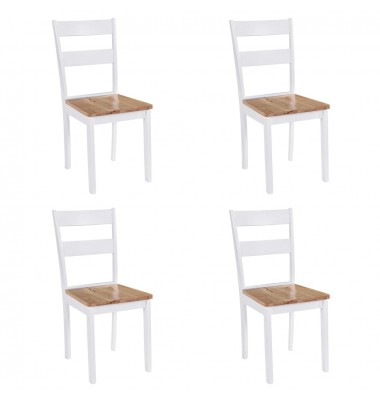  Valgomojo kėdės, 4vnt., baltos, kaučiukmedžio masyvas - Valgomojo Kėdės - 1