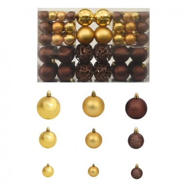  Žaisliukų rinkinys, 100vnt., rudi/bronziniai/auksiniai, 3/4/6cm - Kalėdinės dekoracijos - 1