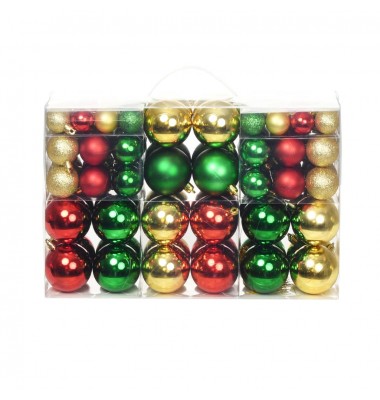 Eglutės žaisliukai, 100vnt., raudonos/aukso/žalios spalvos - Kalėdinės dekoracijos - 1
