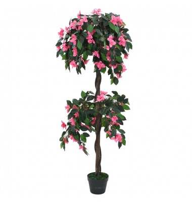  Dirbtinis rododendras su vazonu, 150 cm, žalias ir rožinis - Dirbtiniai augalai - 1