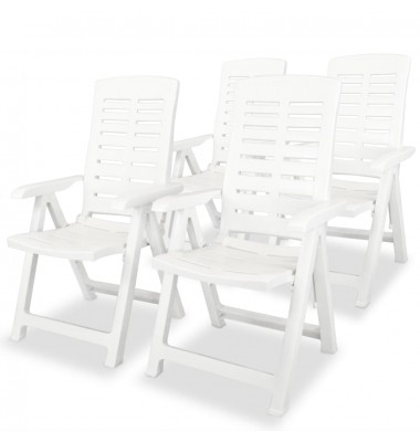  Atlošiamos sodo kėdės, 4 vnt., plastikas, balta sp. - Lauko kėdės - 1