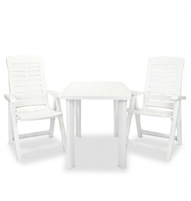  Bistro baldų komplektas, 3d., baltas, plastikas - Lauko baldų komplektai - 1