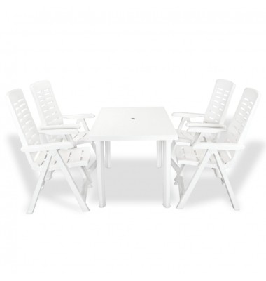  Lauko valg. baldų komplektas, 5d., baltos spalvos, plastikas - Lauko baldų komplektai - 1