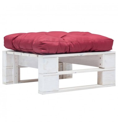  Sodo otomanė iš paletės su raudona pagalve, balta, mediena - Moduliniai lauko baldai - 1