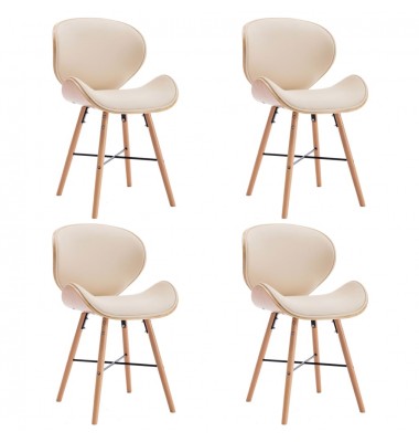 Valgomojo kėdės, 4 vnt., kreminės, dirbtinė oda ir mediena - Valgomojo Kėdės - 1