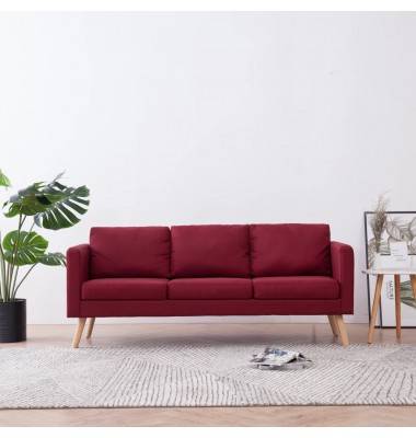  Trivietė sofa, vyno raudonos spalvos, audinys - Sofos, sofos-lovos - 1