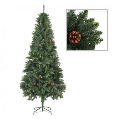  Dirbtinė kalėdinė eglutė su kankorėžiais, žalios sp., 210cm - Kalėdinės eglutės - 1