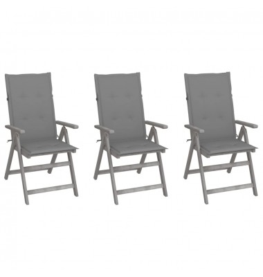  Atlošiamos sodo kėdės su pagalvėlėmis, 3vnt., akacijos masyvas - Lauko kėdės - 1