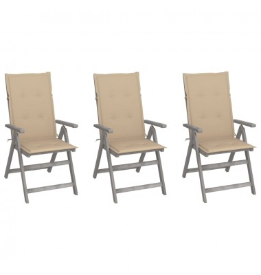  Atlošiamos sodo kėdės su pagalvėlėmis, 3vnt., akacijos masyvas - Lauko kėdės - 1