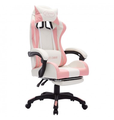  Žaidimų kėdė su LED lemputėmis, rožinė ir balta, dirbtinė oda - Biuro kėdės - 3