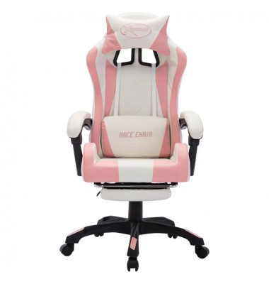  Žaidimų kėdė su LED lemputėmis, rožinė ir balta, dirbtinė oda - Biuro kėdės - 4