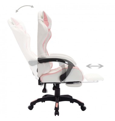  Žaidimų kėdė su LED lemputėmis, rožinė ir balta, dirbtinė oda - Biuro kėdės - 5