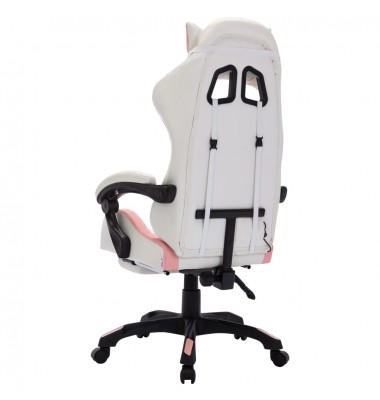 Žaidimų kėdė su LED lemputėmis, rožinė ir balta, dirbtinė oda - Biuro kėdės - 6