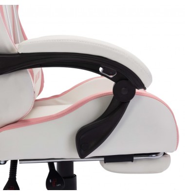  Žaidimų kėdė su LED lemputėmis, rožinė ir balta, dirbtinė oda - Biuro kėdės - 8