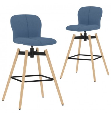  Pasukamos baro kėdės, 2vnt., mėlynos spalvos, audinys - Valgomojo Kėdės - 1