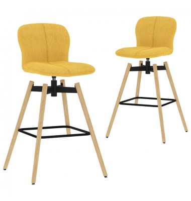  Pasukamos baro kėdės, 2vnt., geltonos spalvos, audinys - Valgomojo Kėdės - 1