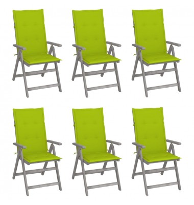  Atlošiamos sodo kėdės su pagalvėmis, 6vnt., akacijos masyvas - Lauko kėdės - 1