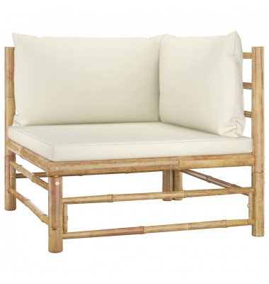 Sodo komplektas su kreminėmis pagalvėmis, 5 dalių, bambukas - Lauko baldų komplektai - 3