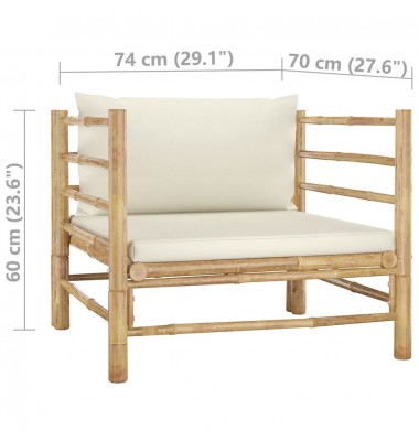  Sodo komplektas su kreminėmis pagalvėmis, 5 dalių, bambukas - Lauko baldų komplektai - 10