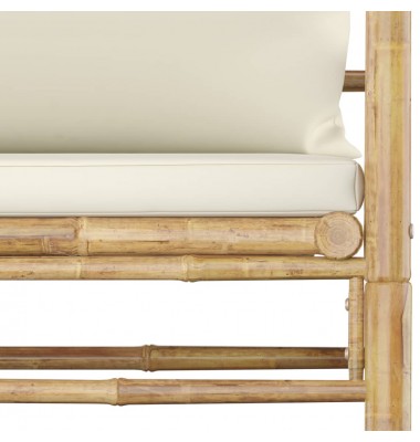  Sodo komplektas su kreminėmis pagalvėmis, 7 dalių, bambukas  - Lauko baldų komplektai - 8