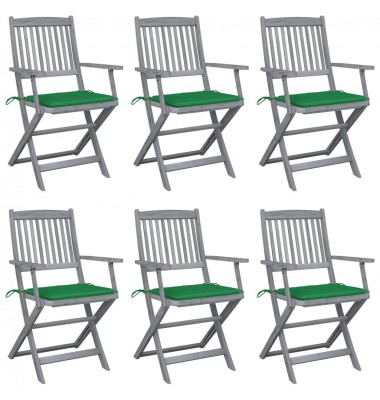  Sulankstomos lauko kėdės su pagalvėmis, 6vnt., akacijos masyvas - Lauko kėdės - 1