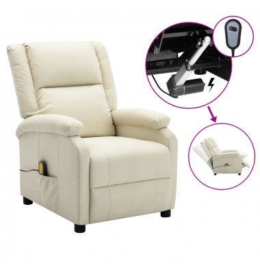  Elektrinis masažinis krėslas, baltos spalvos, dirbtinė oda - Masažiniai krėslai - 1