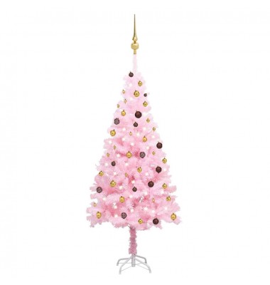  Dirbtinė Kalėdų eglutė su LED/žaisliukais, rožinė, 210cm, PVC - Kalėdinės eglutės - 1