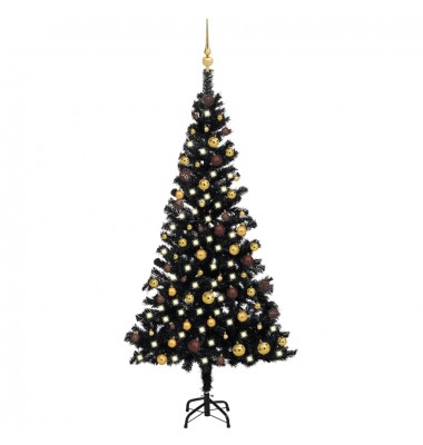  Dirbtinė Kalėdų eglutė su LED/žaisliukais, juoda, 180cm, PVC - Kalėdinės eglutės - 1
