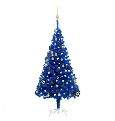  Dirbtinė Kalėdų eglutė su LED/žaisliukais, mėlyna, 150cm, PVC - Kalėdinės eglutės - 1