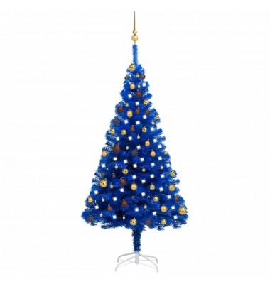  Dirbtinė Kalėdų eglutė su LED/žaisliukais, mėlyna, 180cm, PVC - Kalėdinės eglutės - 1