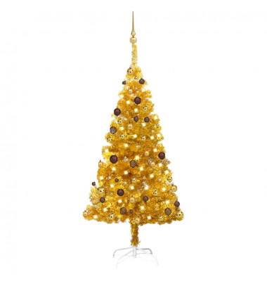  Dirbtinė Kalėdų eglutė su LED/žaisliukais, auksinė, 150cm, PET - Kalėdinės eglutės - 1