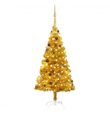  Dirbtinė Kalėdų eglutė su LED/žaisliukais, auksinė, 180cm, PET - Kalėdinės eglutės - 1